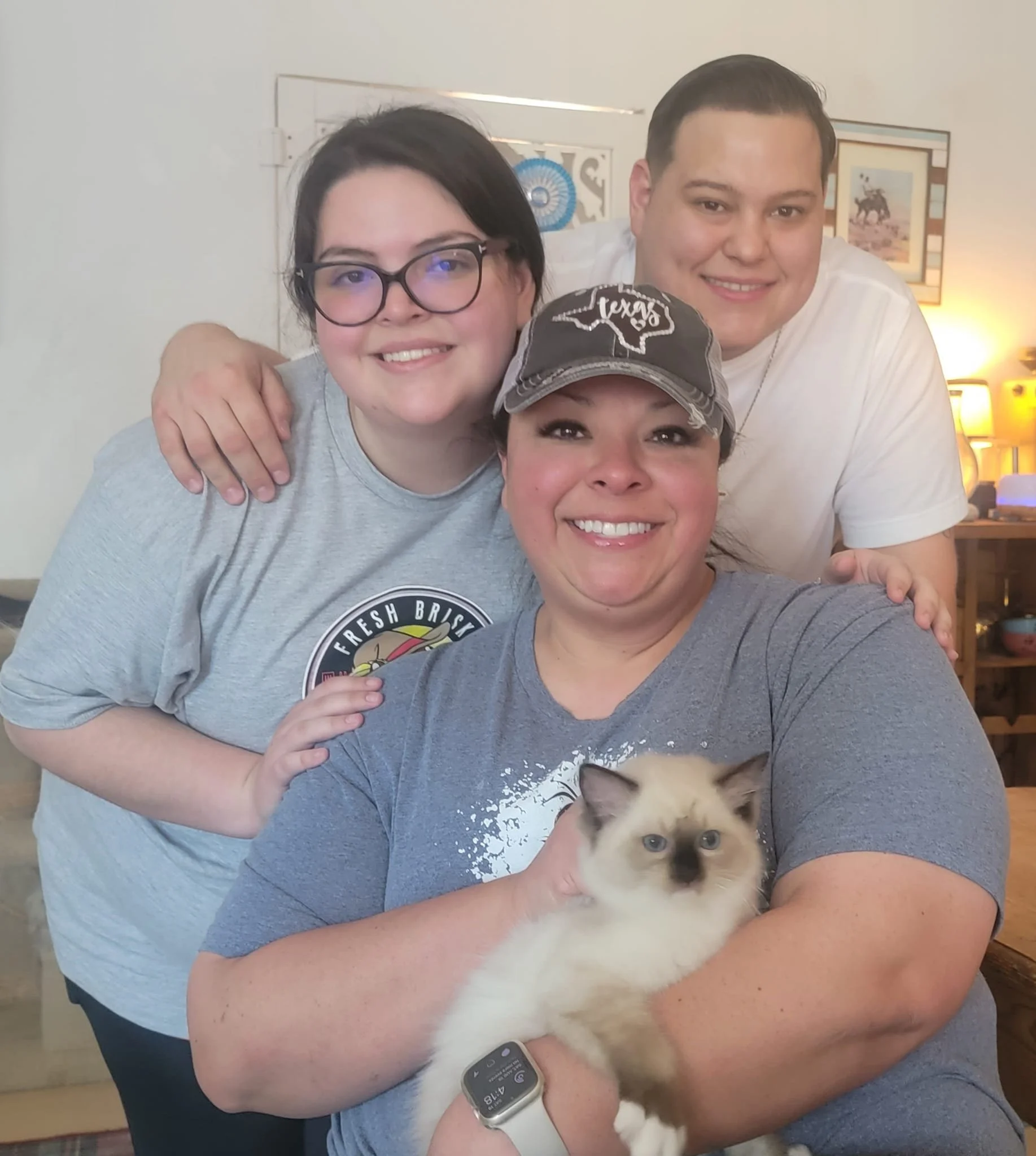 A Texas family with their newly-adopted Ragdoll kitten
